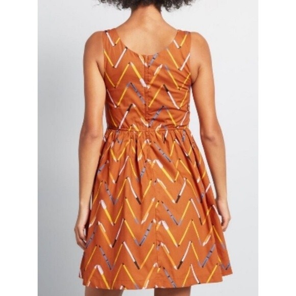 Modcloth Orange Chevron Dress - Picture 3 of 10